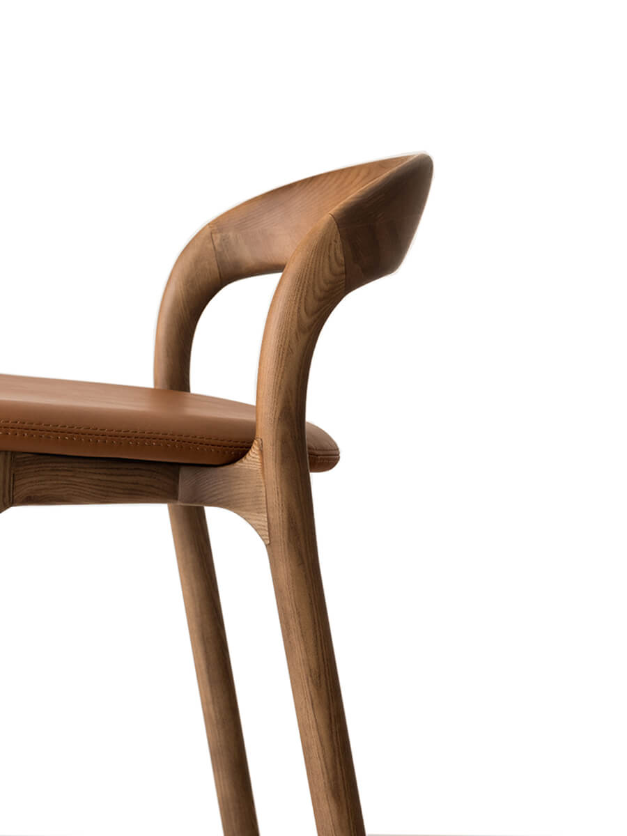 Close-up of Arlo bar stool backrest and craftsmanship
