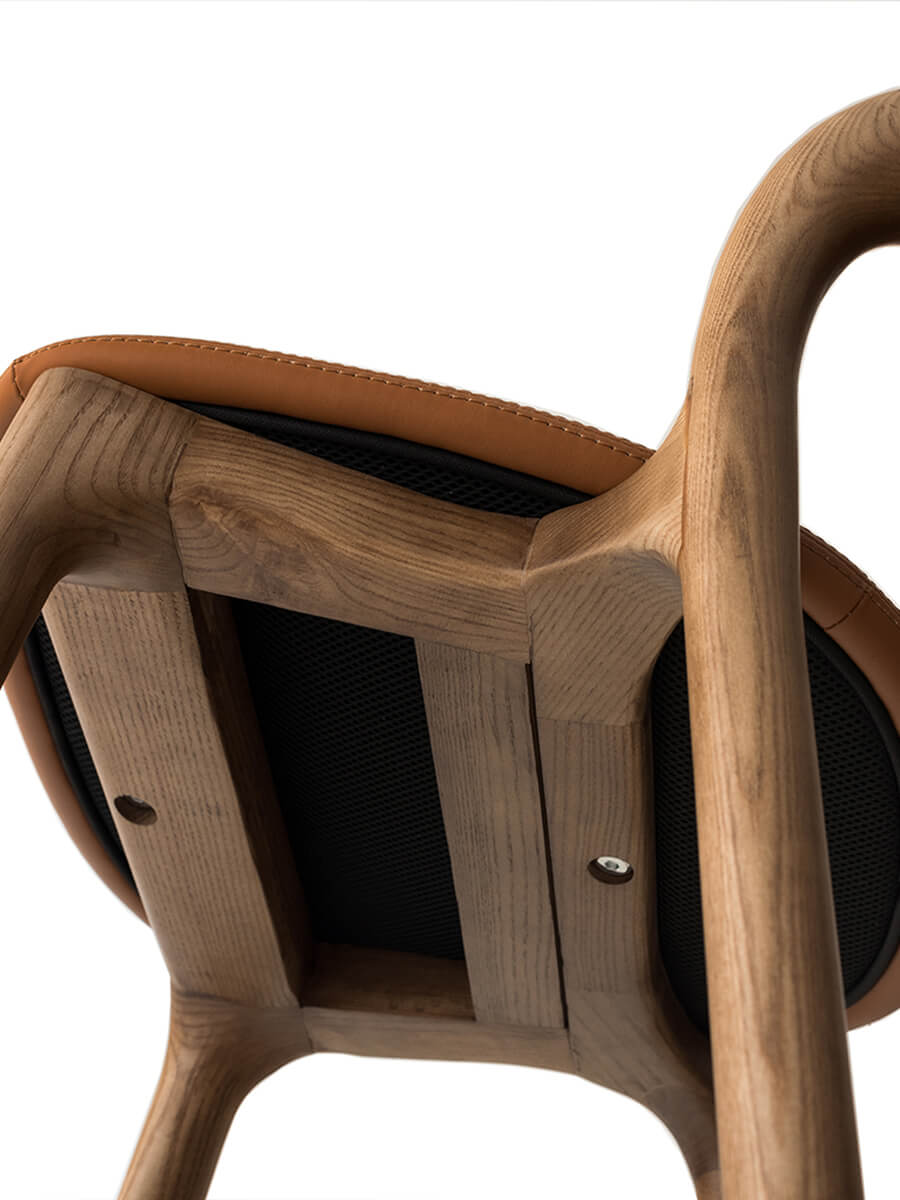 Close-up of Arlo bar stool frame and footrest detail