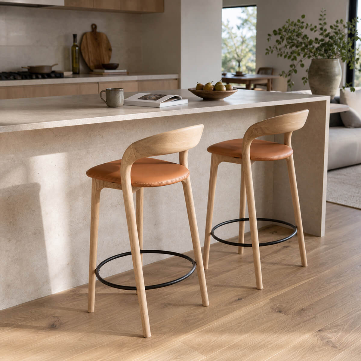 Arlo bar stools in an open-plan contemporary interior