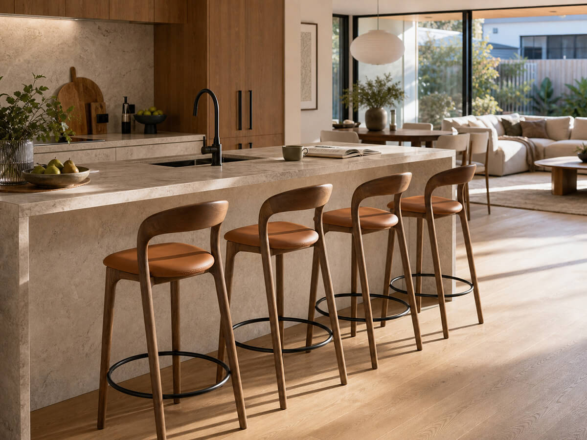 Arlo bar stools in a contemporary kitchen space