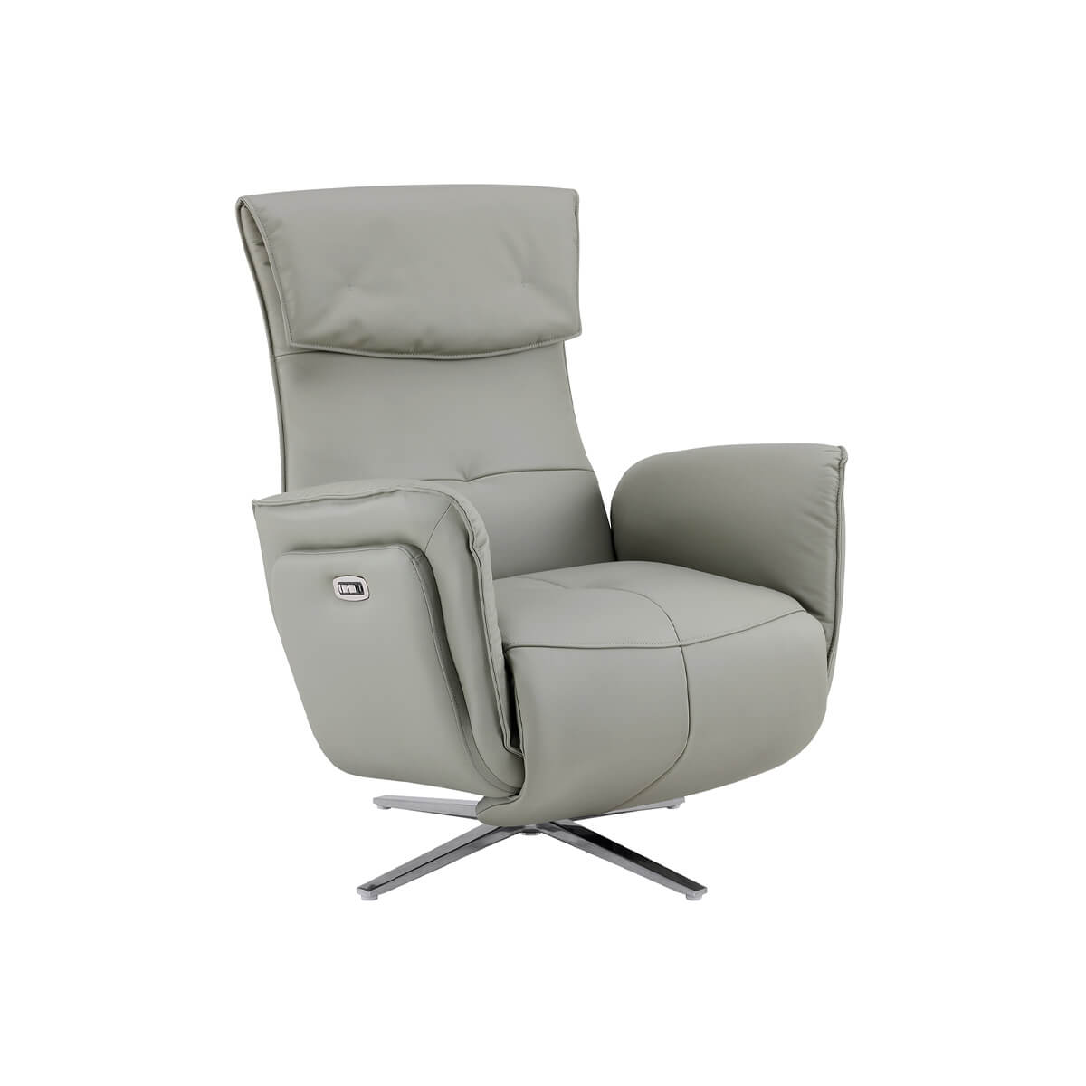 Copenhagen electric swivel recliner chair grey leather