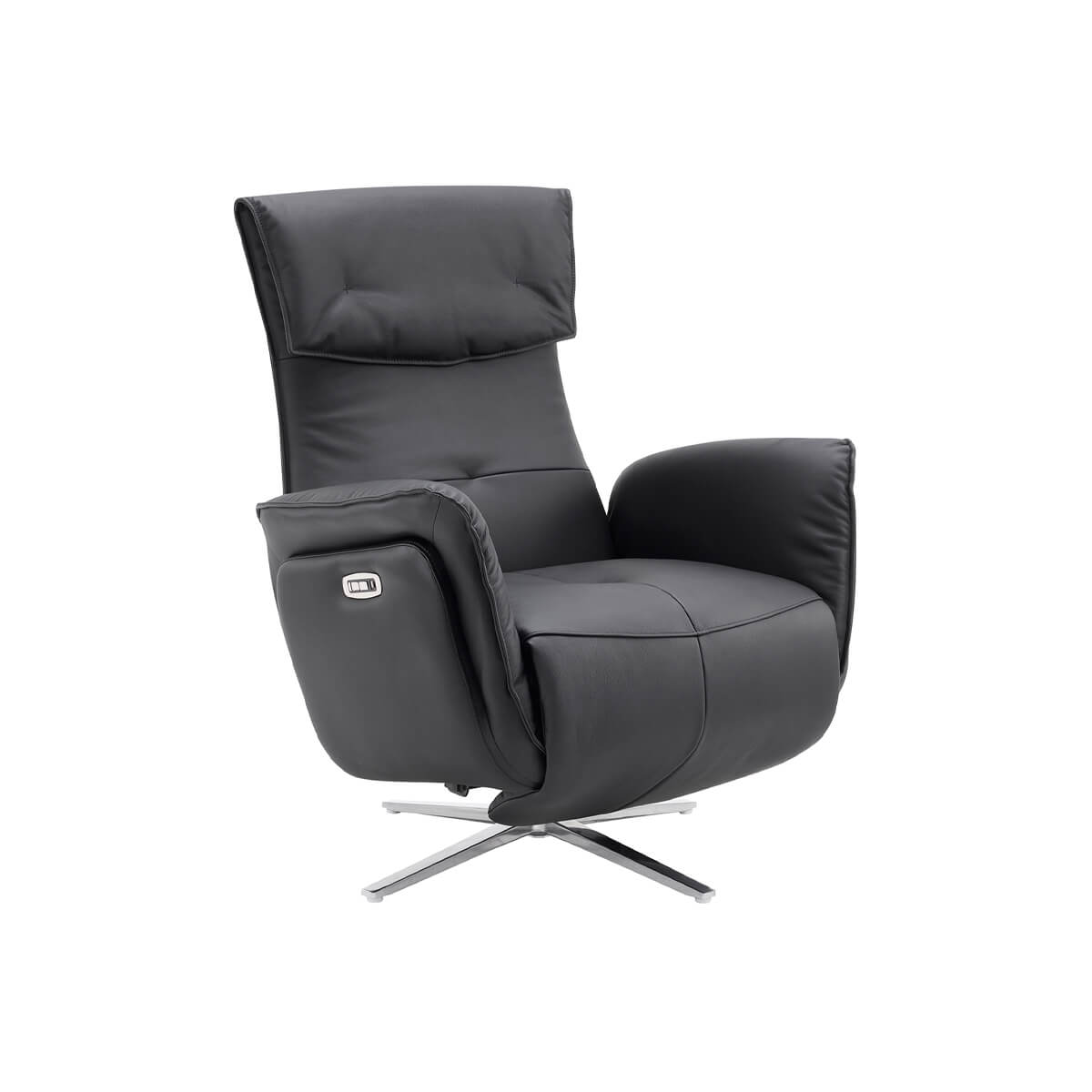Copenhagen electric swivel recliner chair black leather zero gravity design