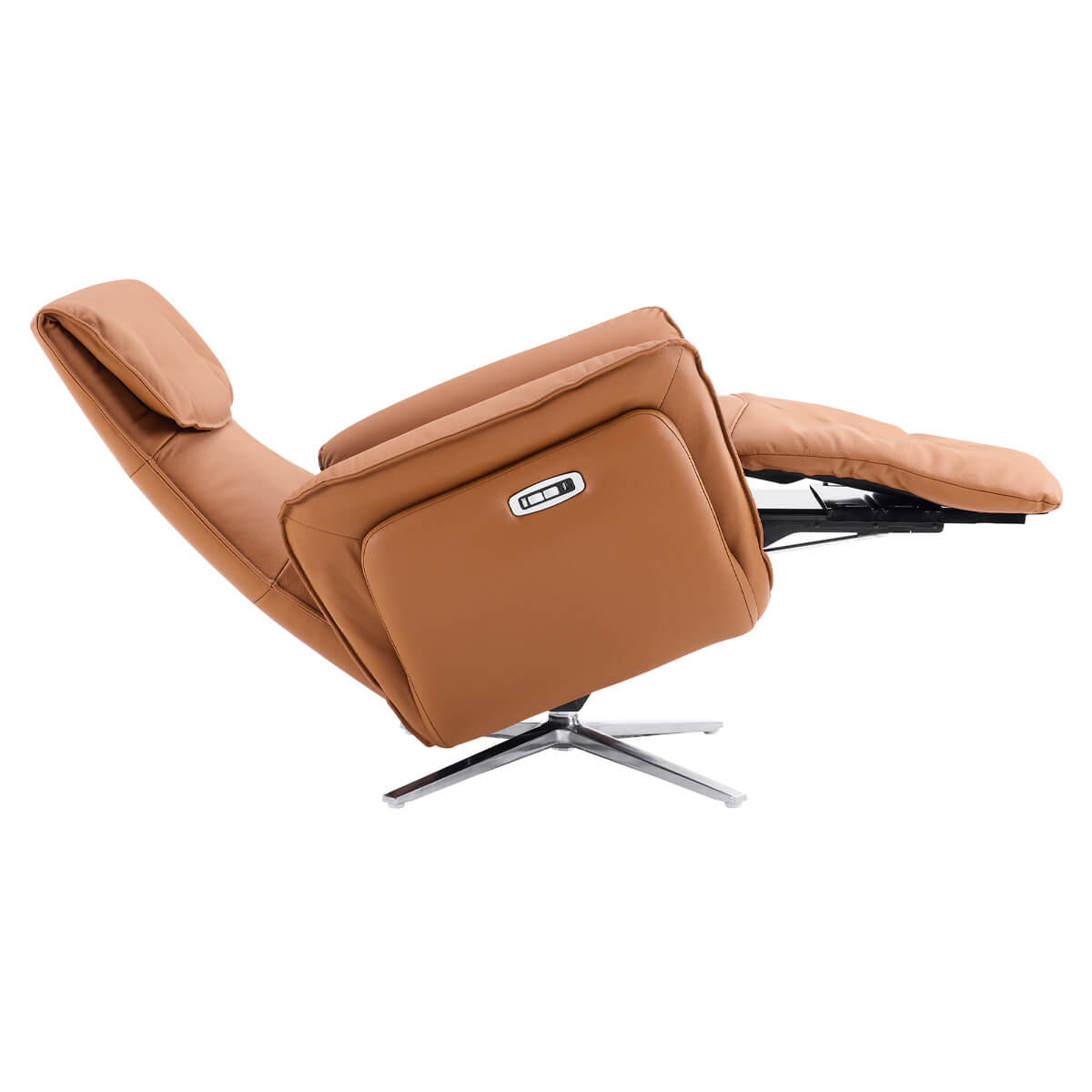 Copenhagen electric recliner chair in a fully reclined position
