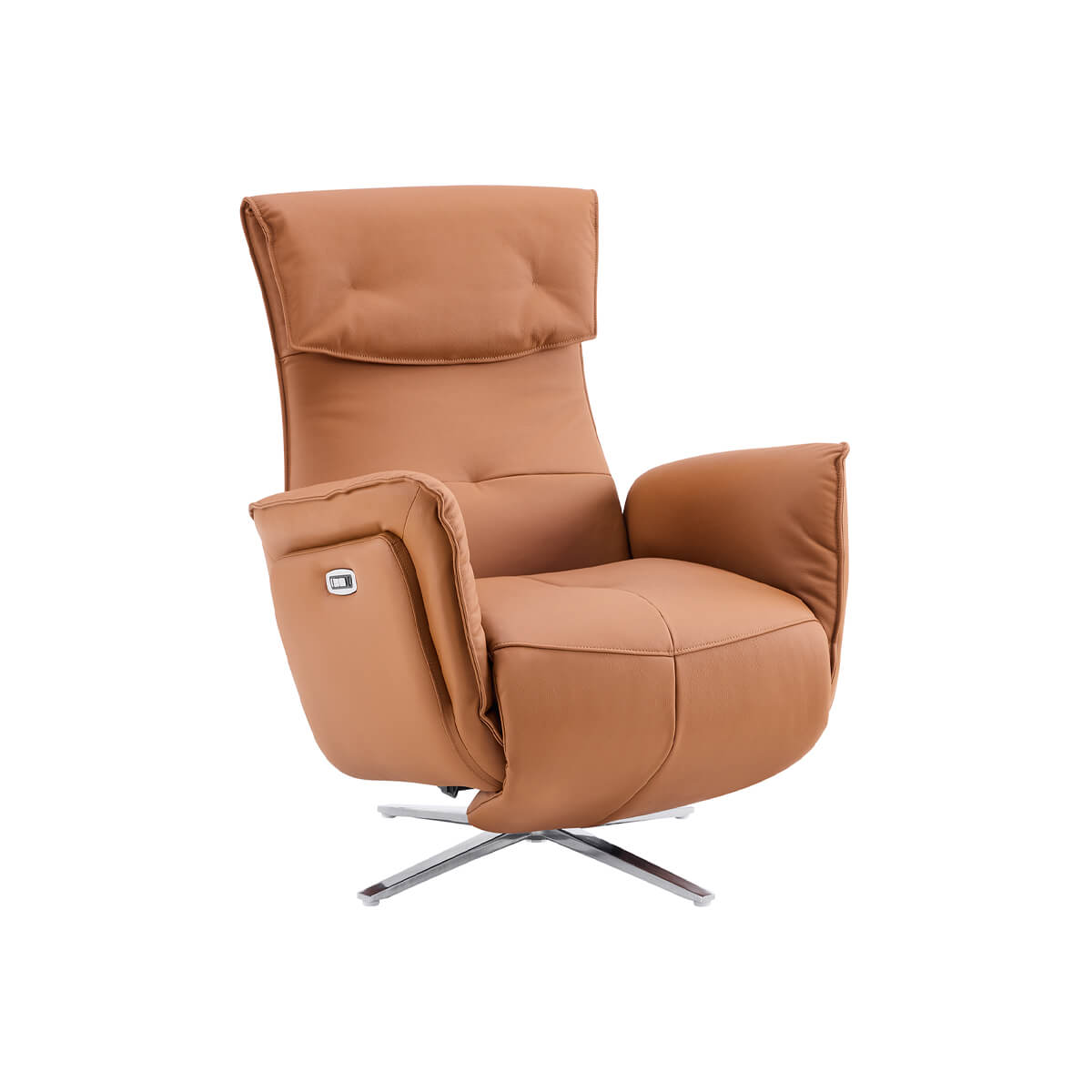 Copenhagen electric swivel recliner chair tan leather zero gravity design