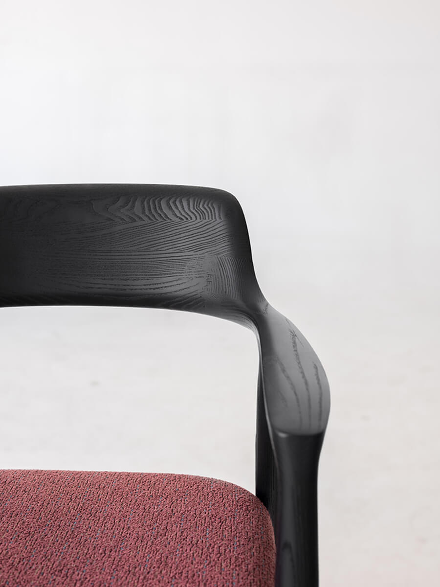Sculpted solid ash wood craftsmanship on the Hiroshima Dining Chair
