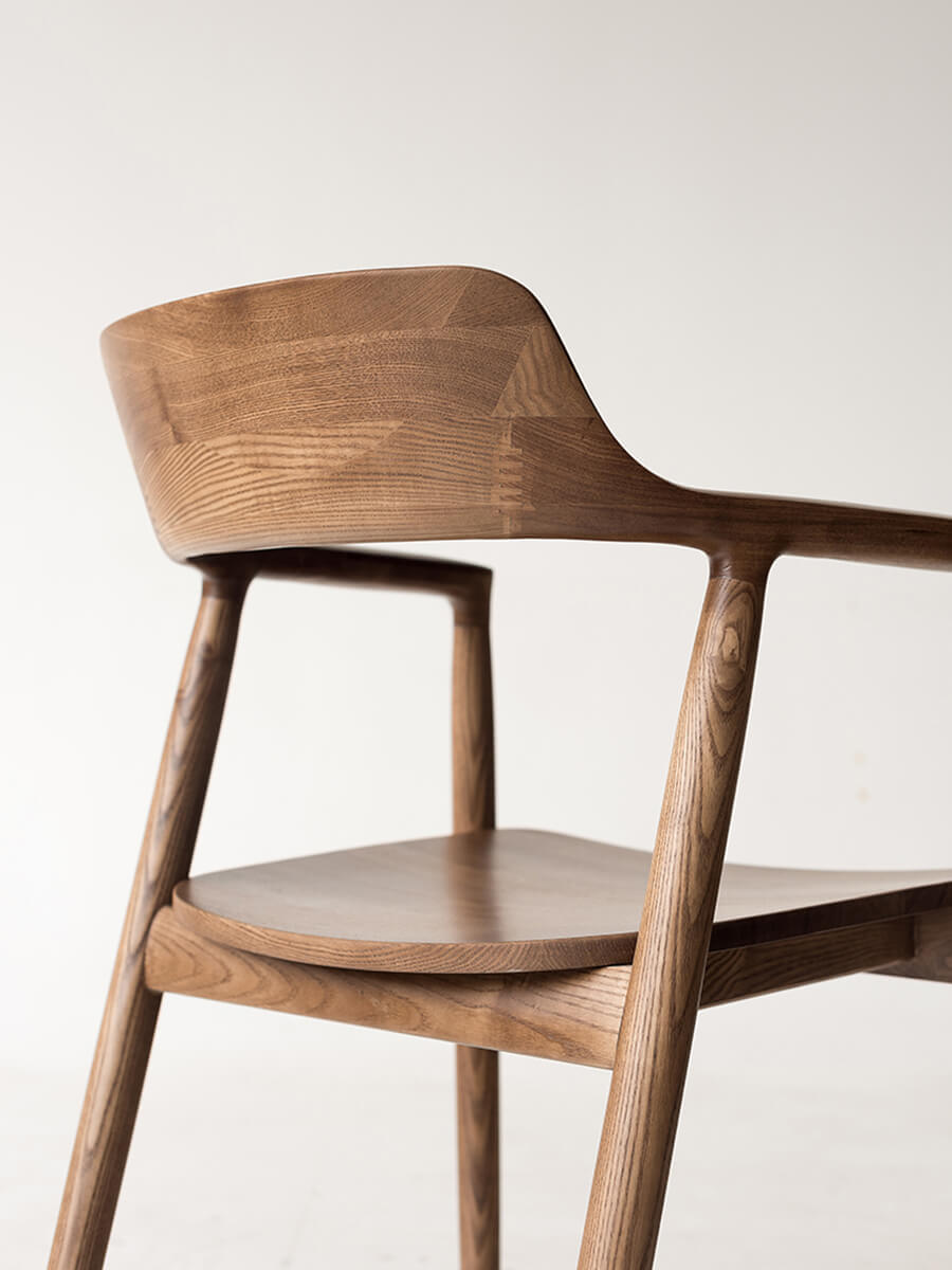 Sculpted solid ash wood craftsmanship on the Hiroshima Dining Chair