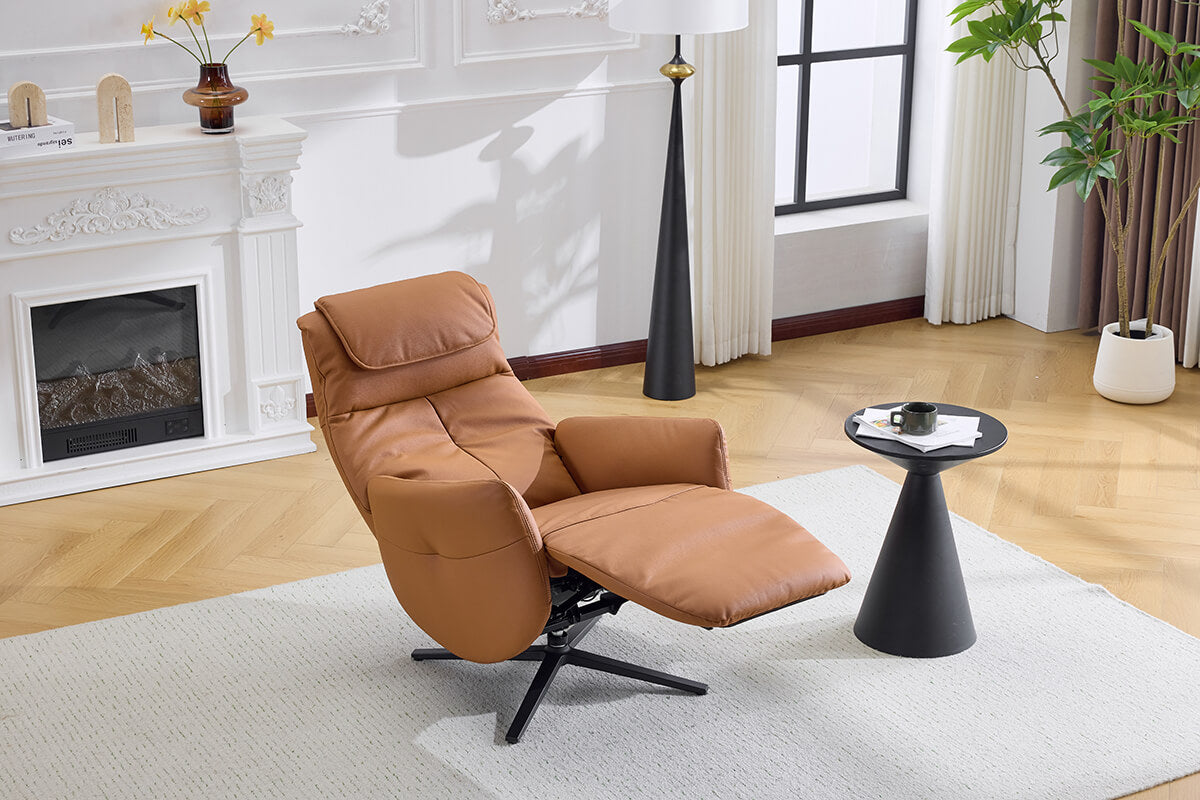 Lysa electric swivel recliner chair dark grey leather zero gravity design reclining position