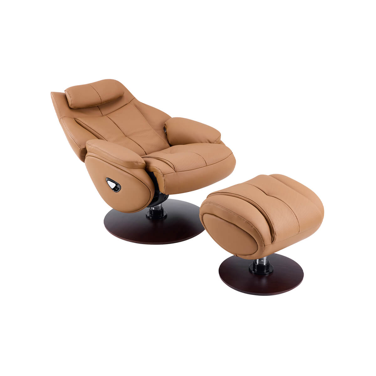 Odense Manual Swivel Recliner Chair with ottoman fully reclined position