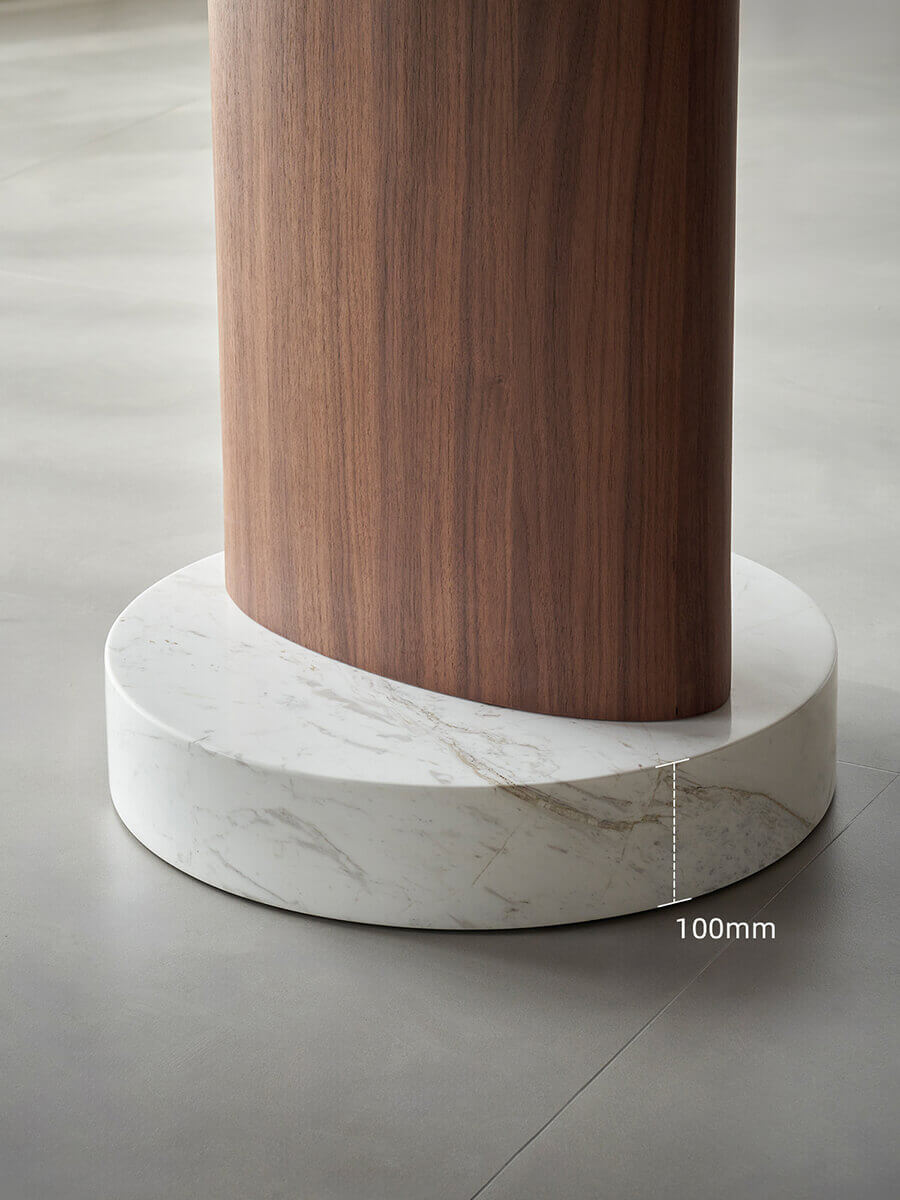 Aalto dining table walnut veneer pedestal with natural white marble base