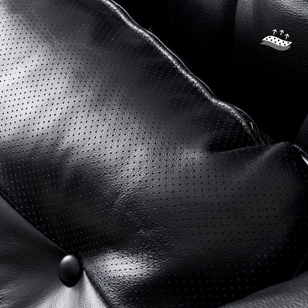 Perforated leather detail used on Allan Armchair