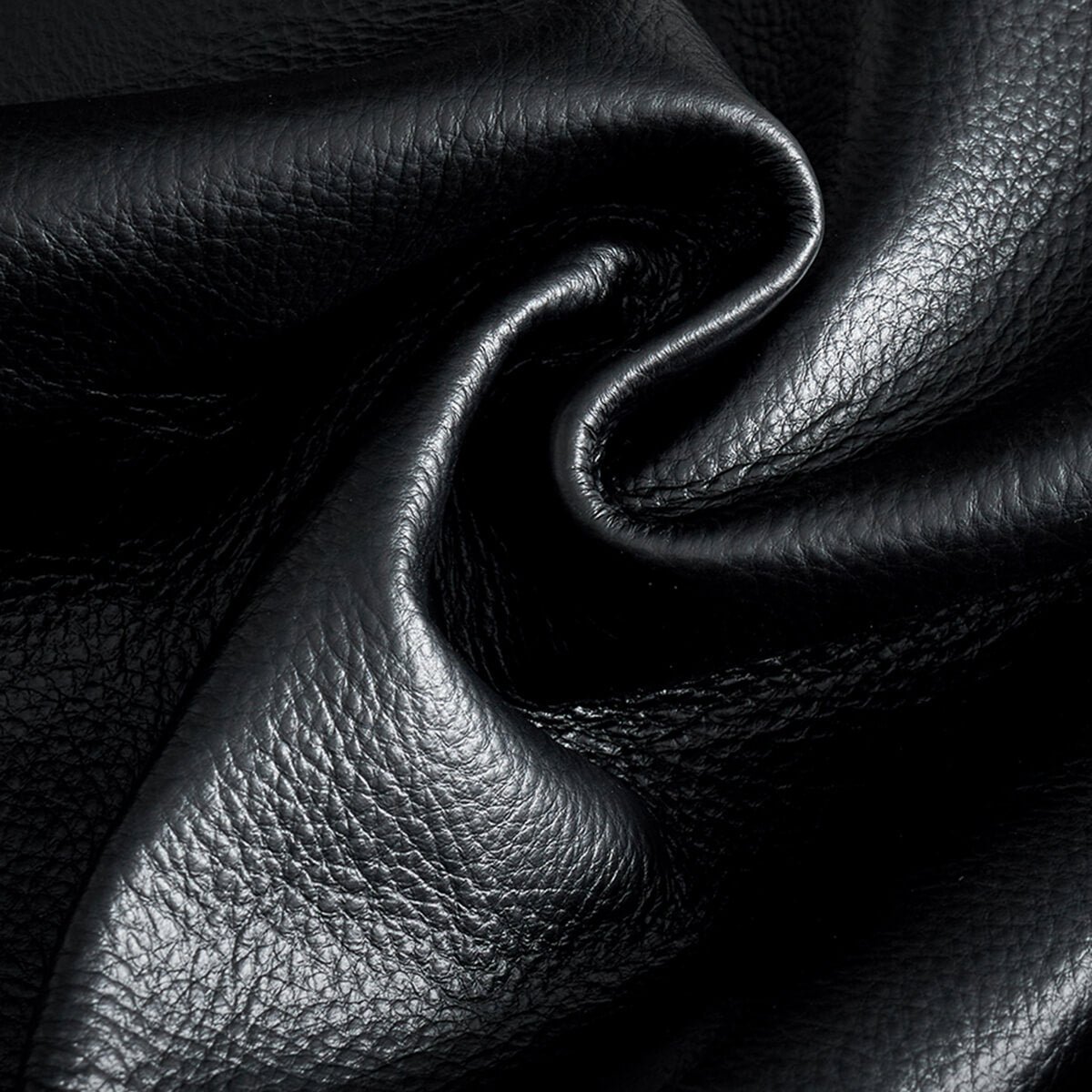 Black top grain leather sample for Allan Armchair