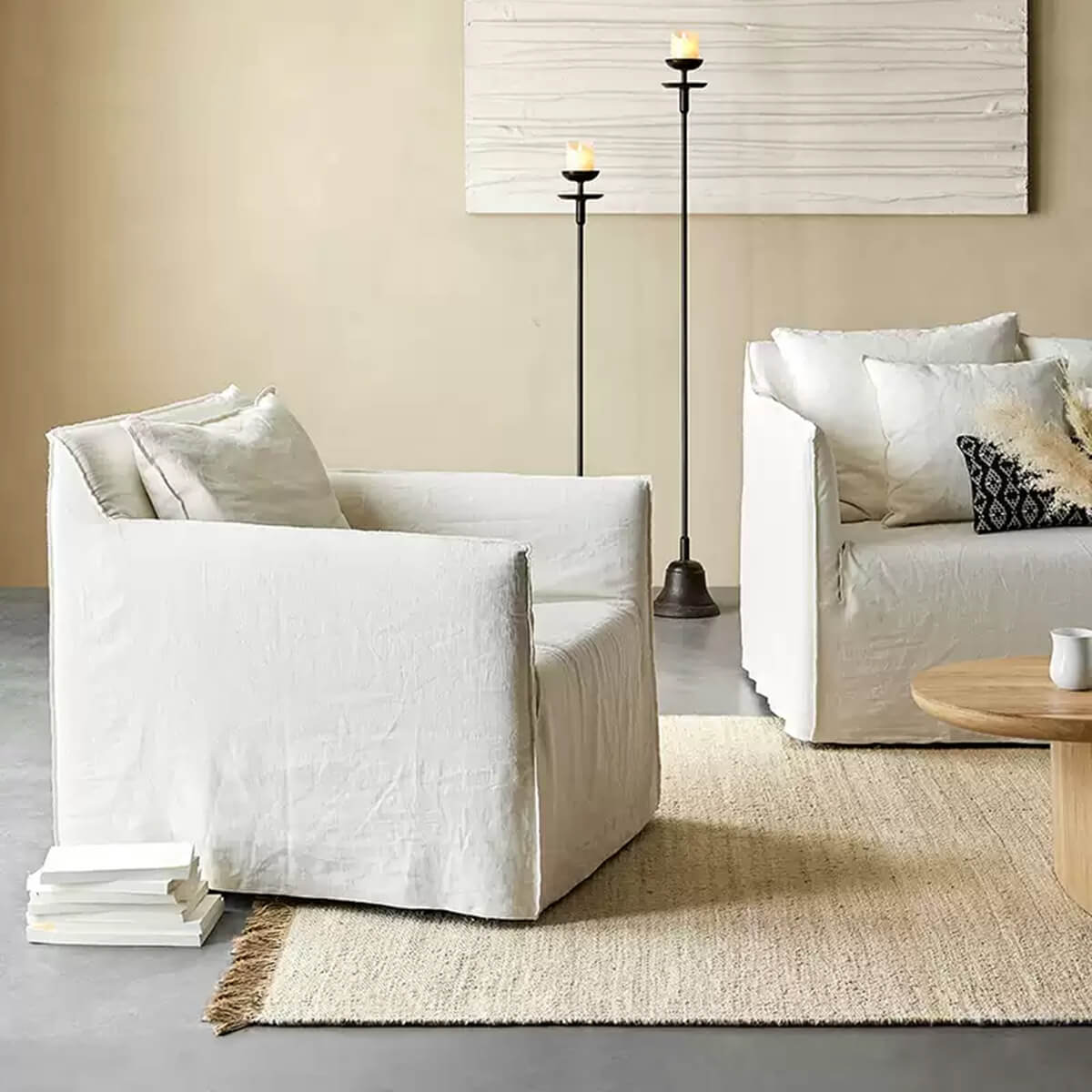 Anya armchair rear view with removable linen cover