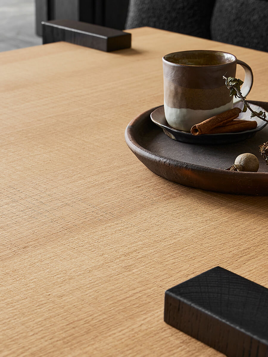 Close-up of Anya Coffee Table oak veneer tabletop
