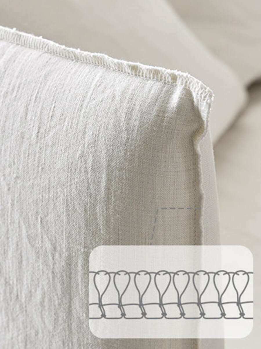 Linen upholstery detail on Anya armchair