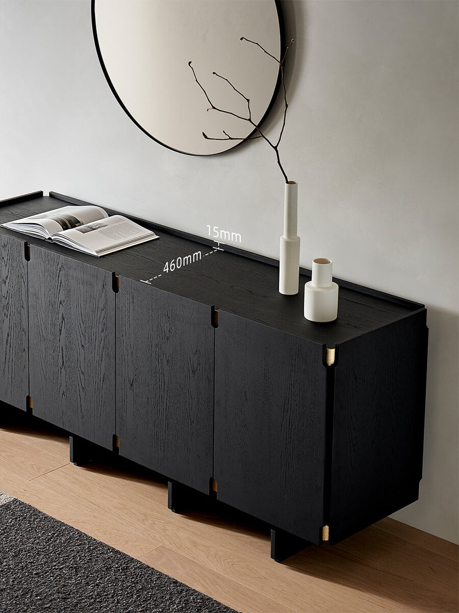 Arden black sideboard with brass accents in a contemporary interior