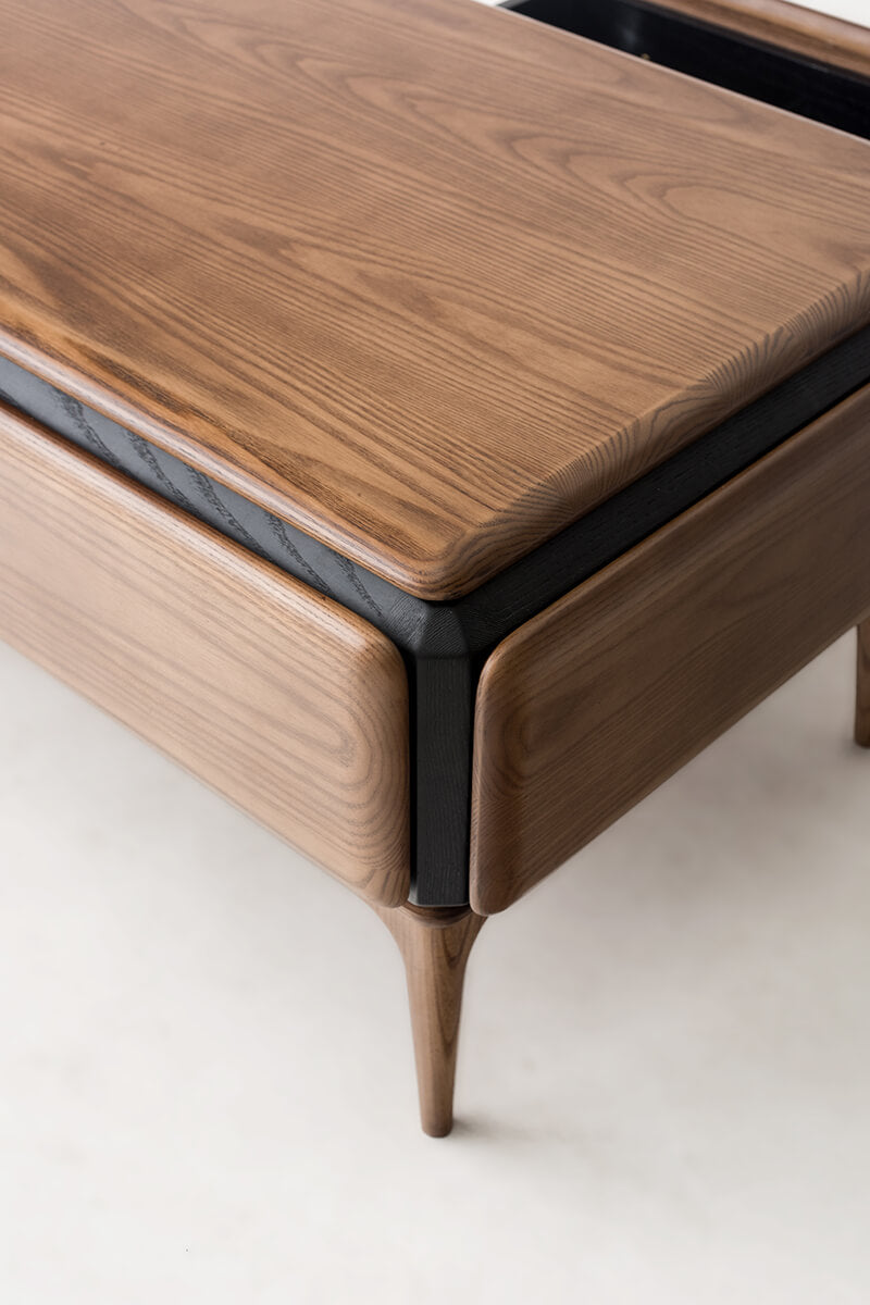 Rounded corner detail of the Arnold Solid Ash Coffee Table