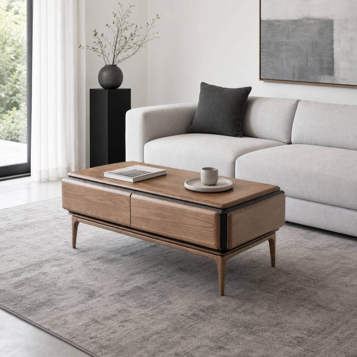 Arnold Solid Ash Coffee Table in a contemporary living room