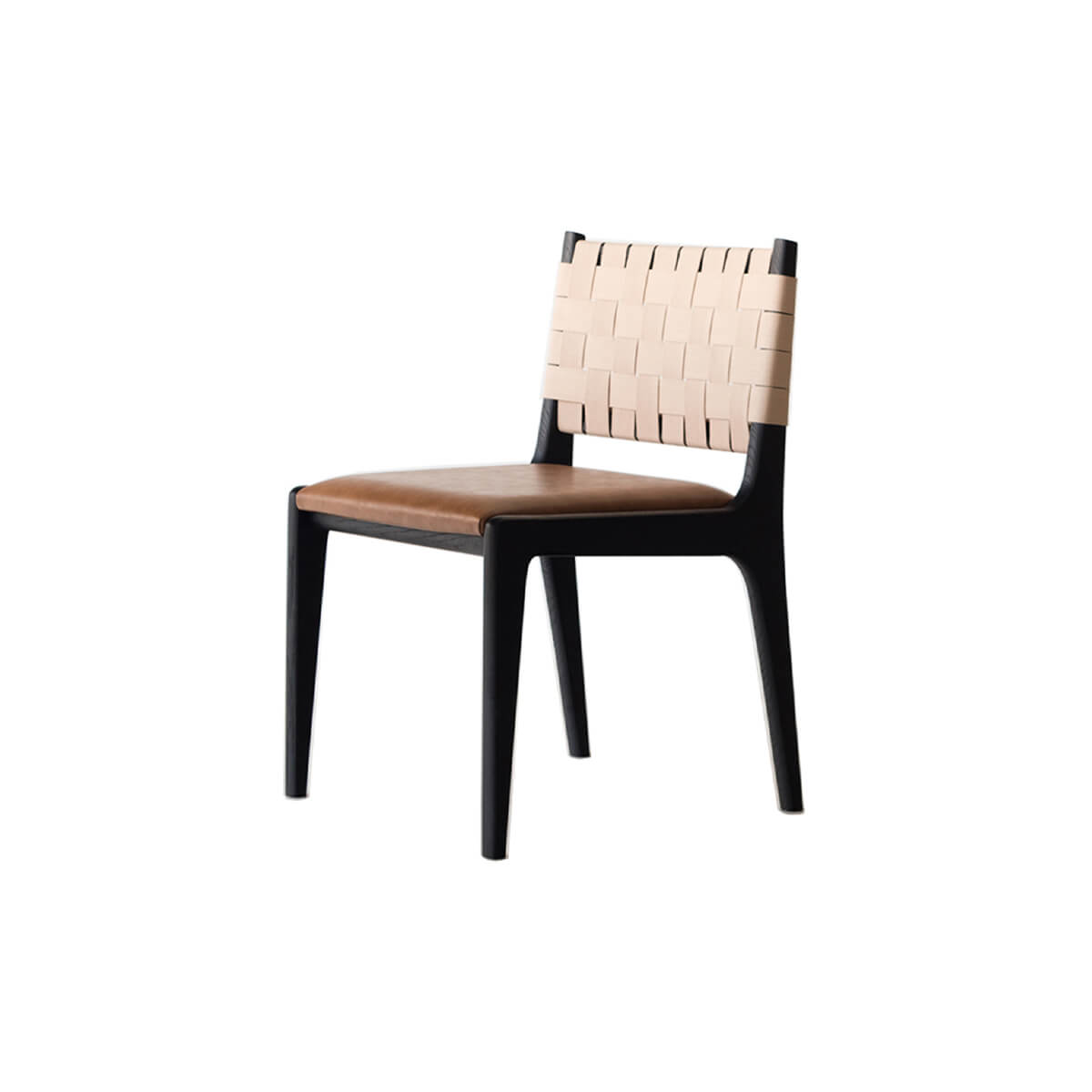 Arthur strap leather dining chair front view
