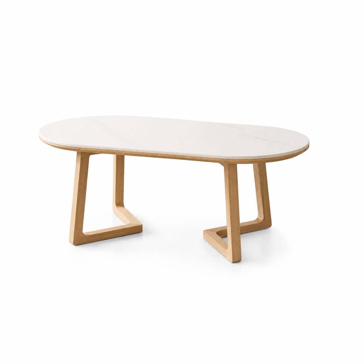 Aspen Solid Oak Coffee Table with white sintered stone top