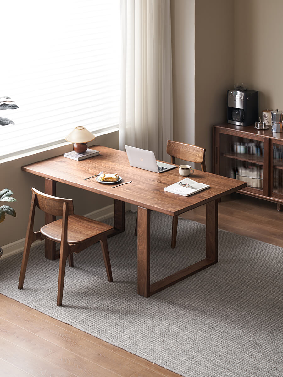 Aster solid walnut dining table in contemporary dining room