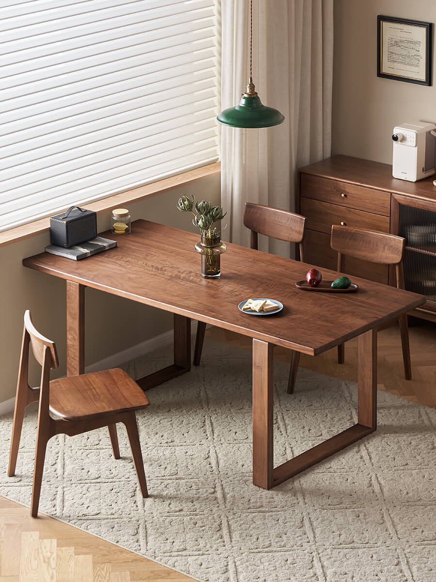 Aster solid walnut dining table viewed from above