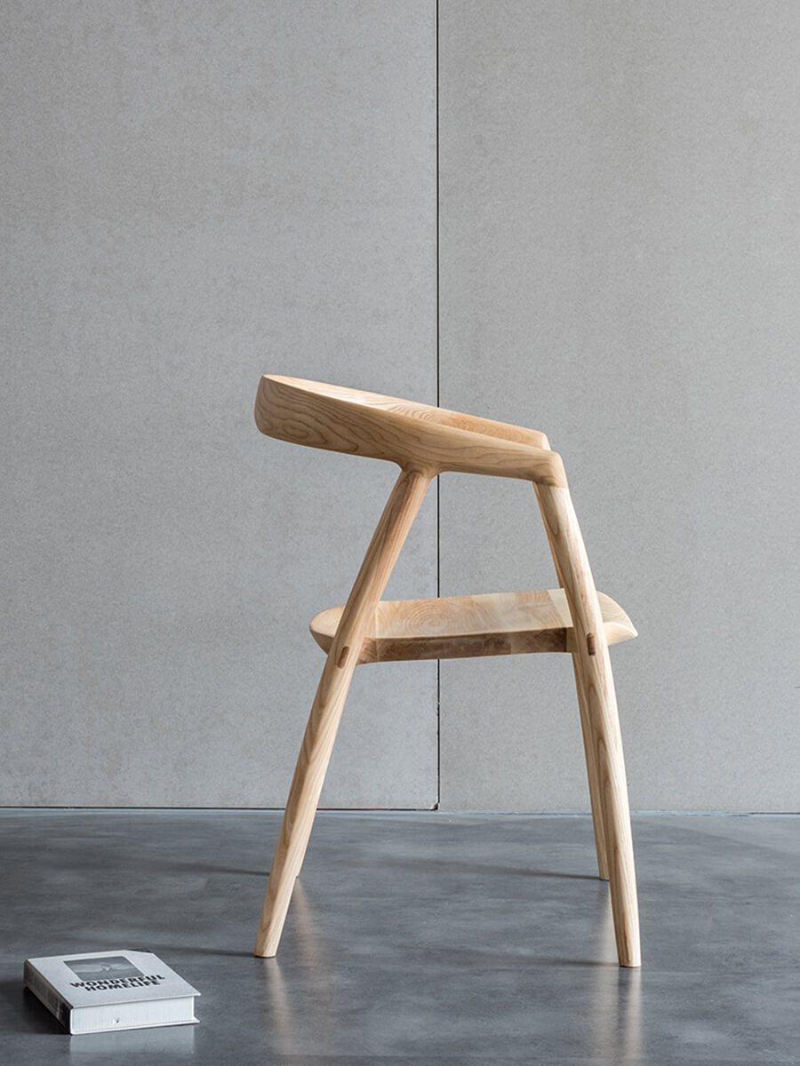 Back view of Bata timber dining chair