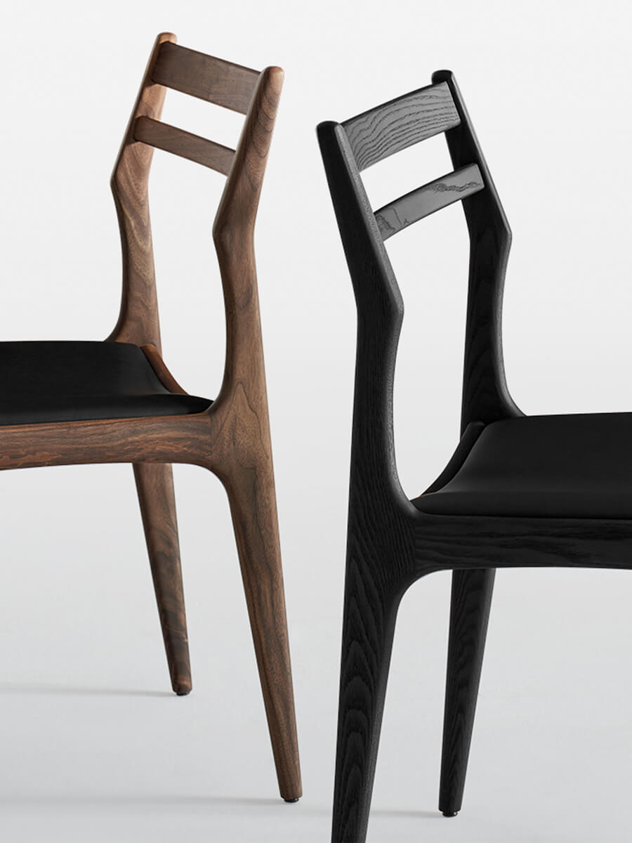 Beck dining chair black and walnut colour variations