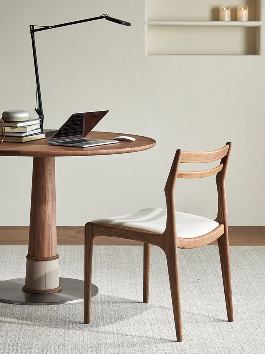 Beck walnut dining chair in modern contemporary interior