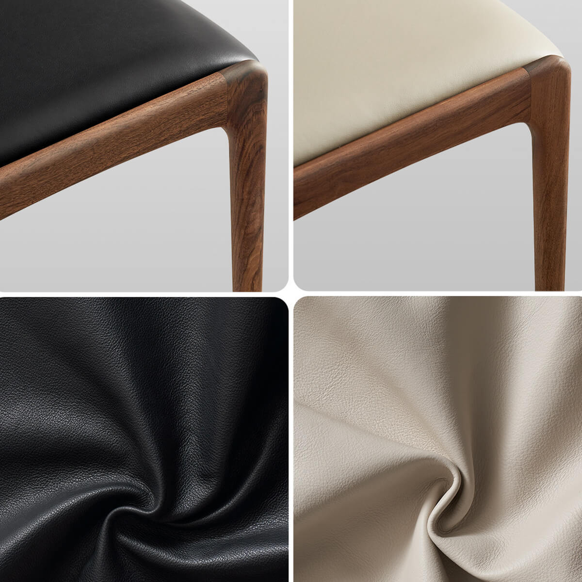 Beck dining chair leather and walnut finish options