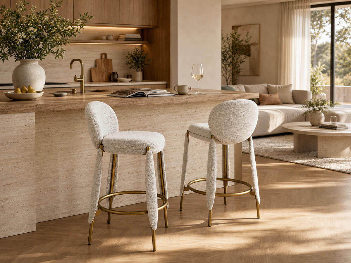 Belle Bar Stool pair in contemporary kitchen interior