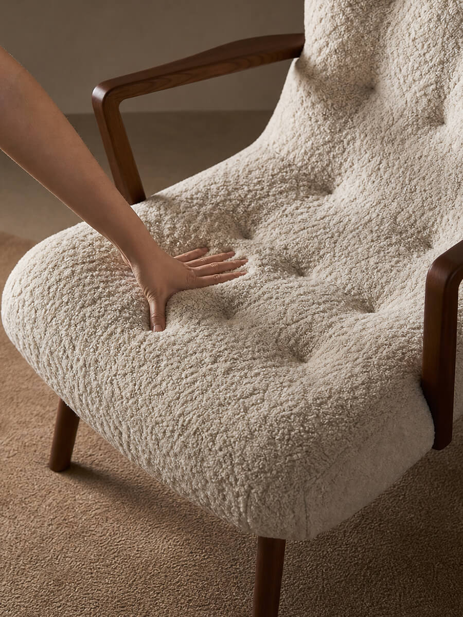 Deep cushioned seat demonstrating comfort and support of the Berkeley Armchair