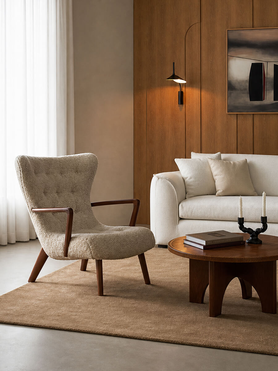 Berkeley Armchair in a warm reading corner setting
