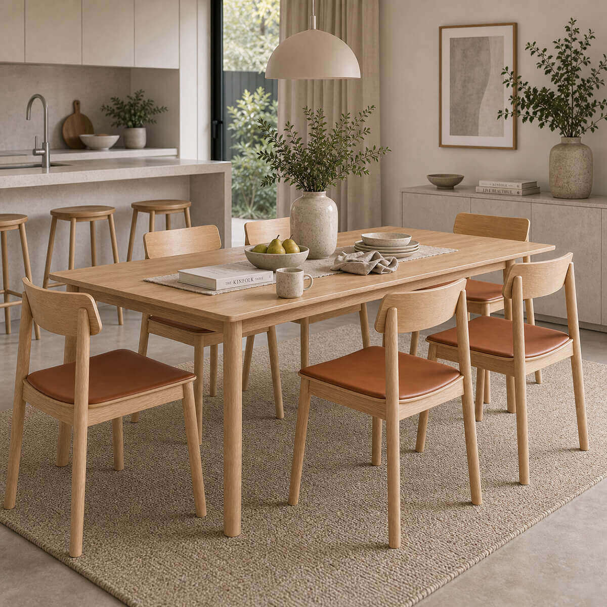 Betty dining chair styled around a Scandinavian dining table with leather seat options