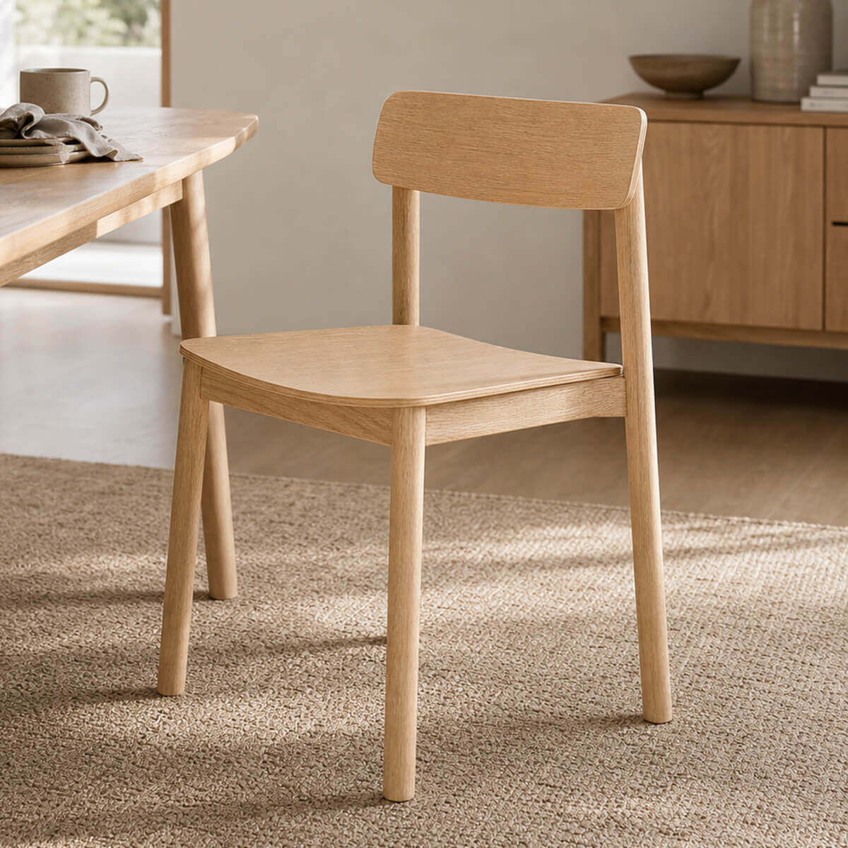 Side view of Betty dining chair in a modern Scandinavian dining space