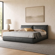 Brighton Merino Leather Bed Frame in a modern luxury bedroom