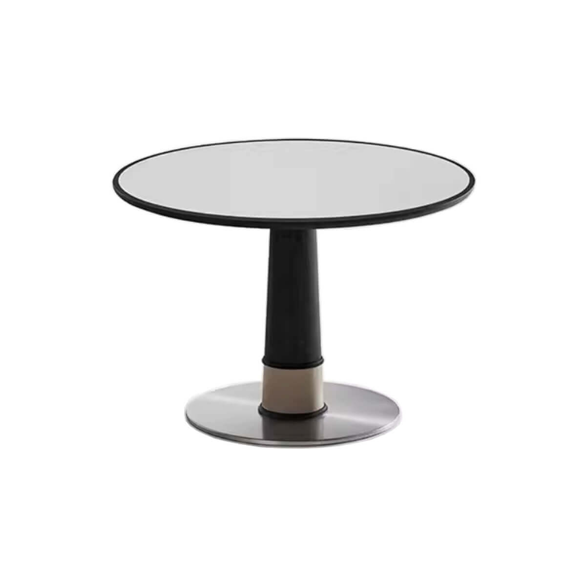 Cambell round dining table with black sintered stone top