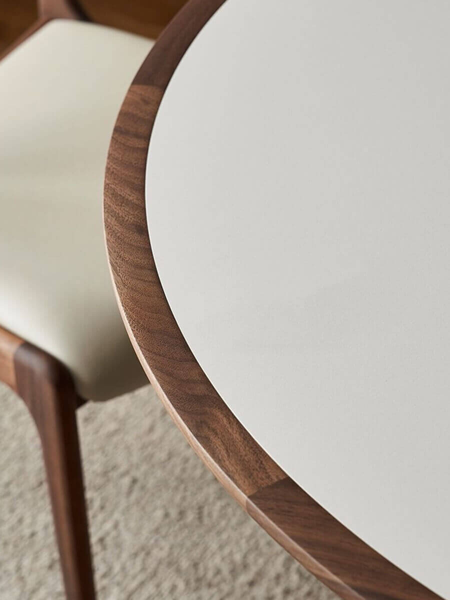 Cambell round dining table tabletop edge detail