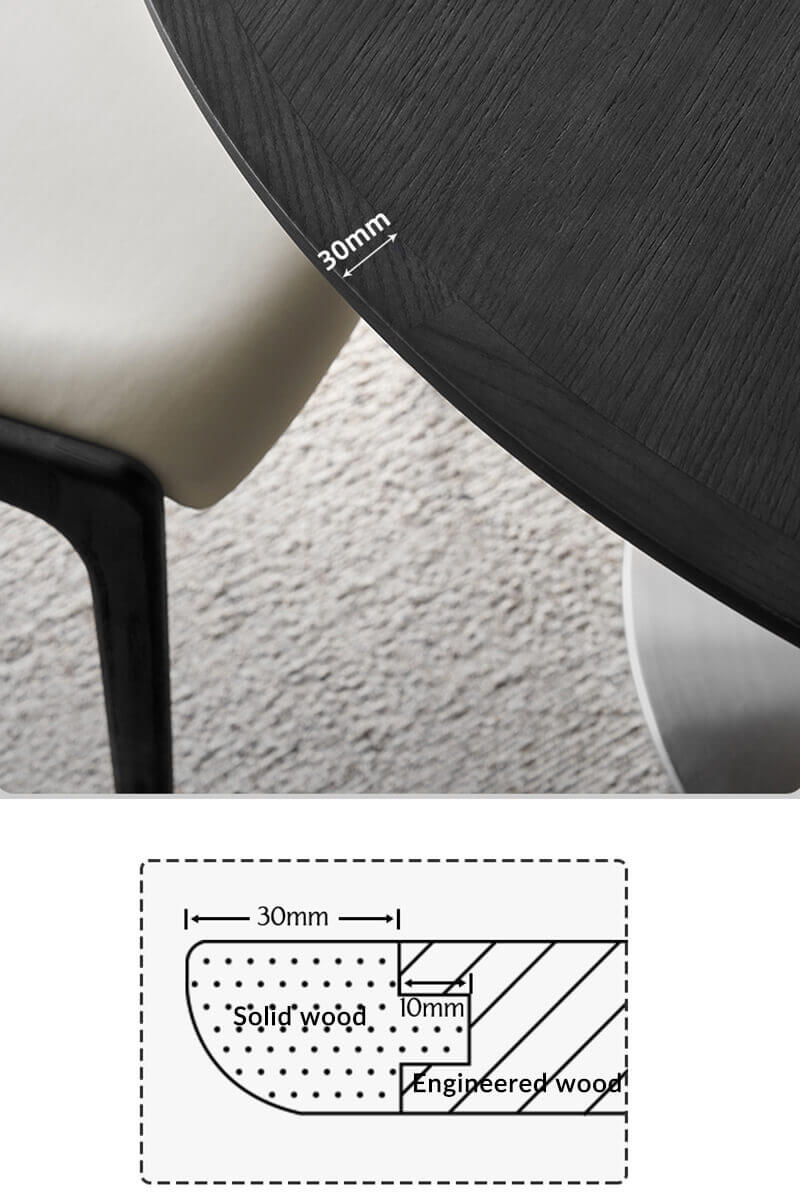 Close-up of Cambell round dining table finish detail