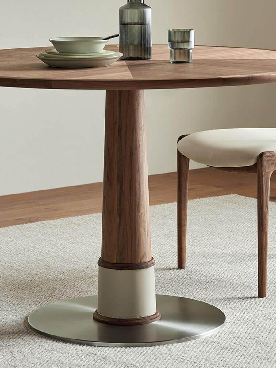Cambell round dining table pedestal base detail