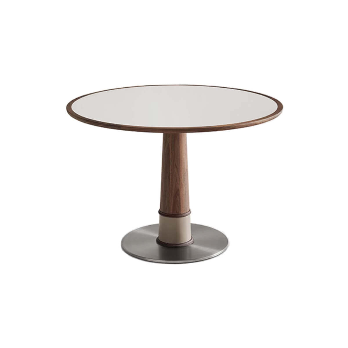Cambell round dining table with white sintered stone top