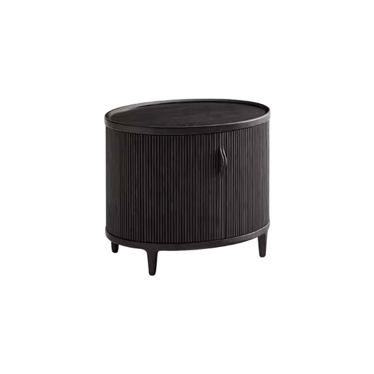 Front view of the Charlie Tambour Bedside Table in Black