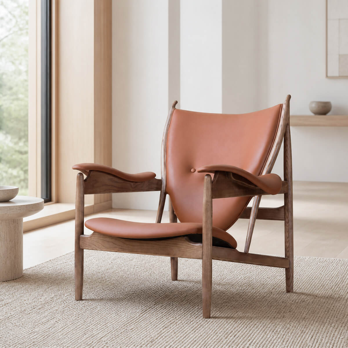 Chieftain Chair Replica in brown top-grain leather