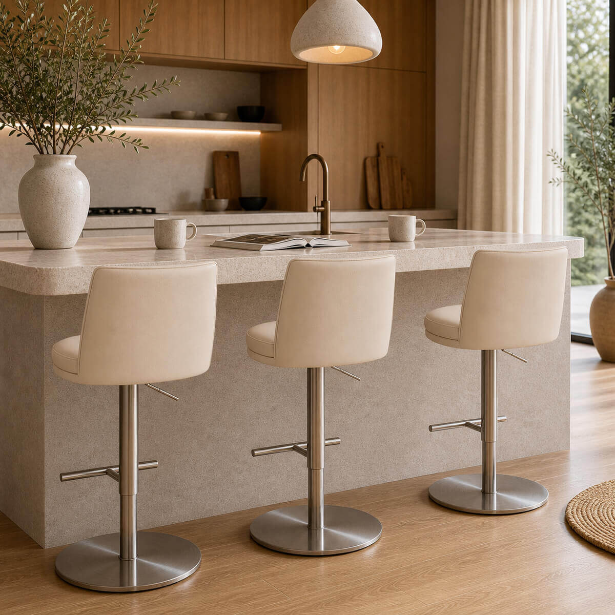 clayton barstools in a modern space