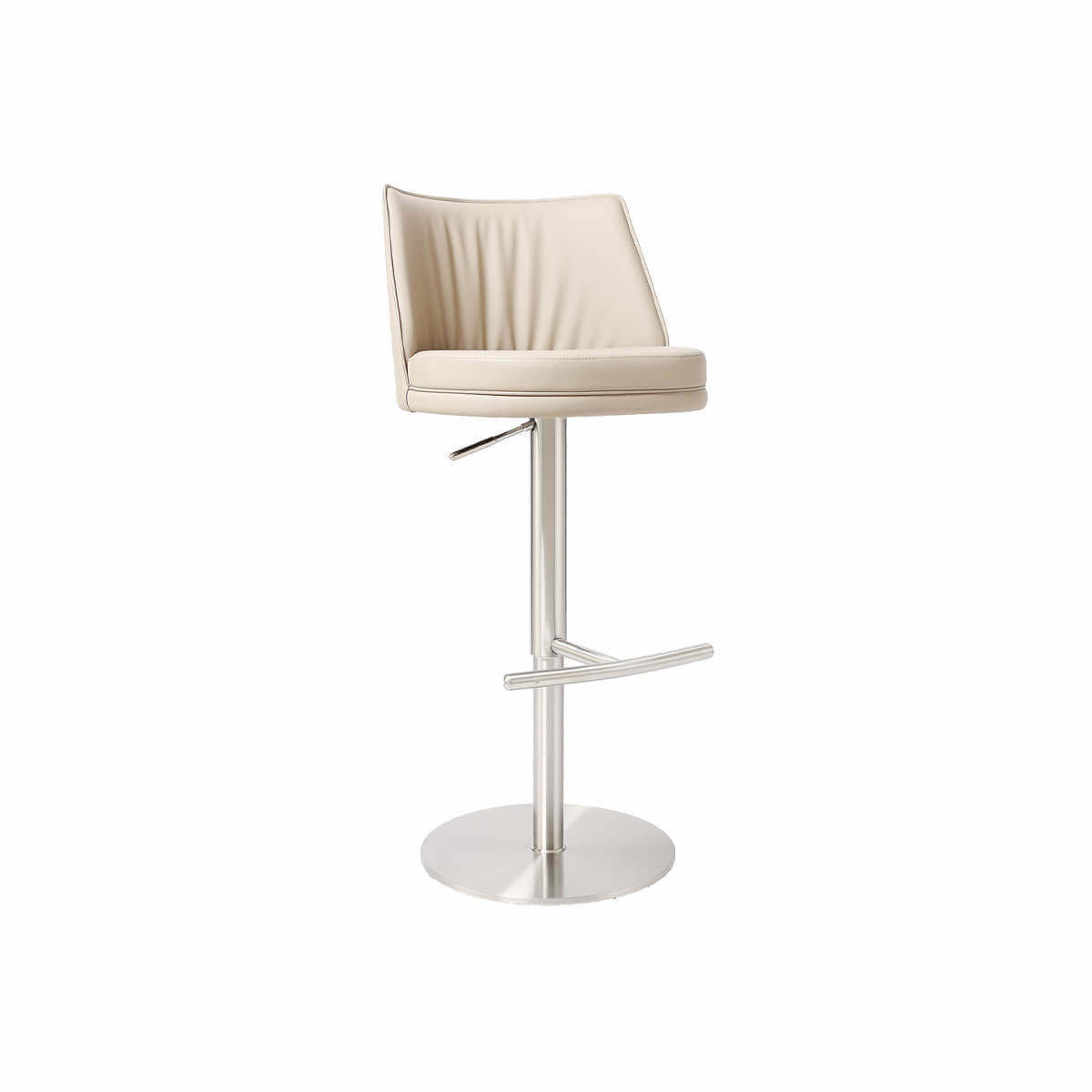 Clayton Gas Lift Swivel Bar Stool angled view with upholstered seat