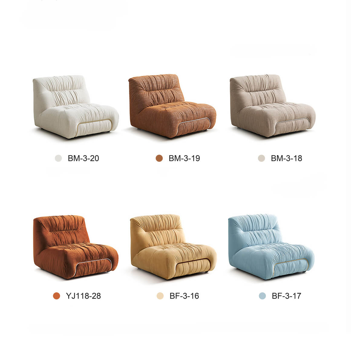 Available colour options for the Cloudscape Armchair