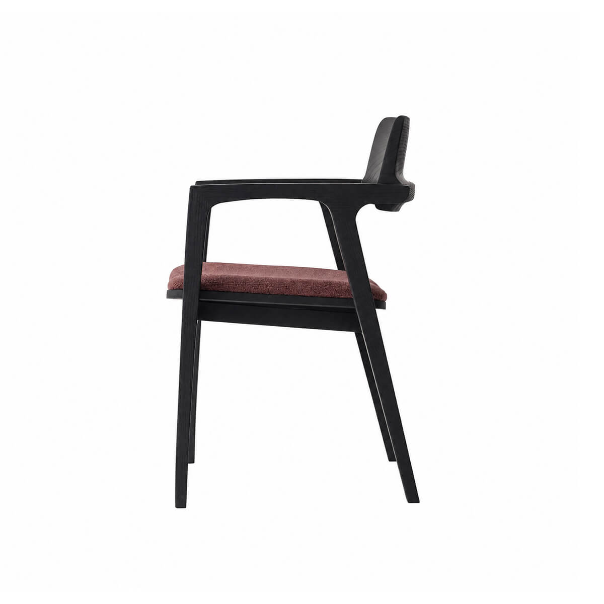 Side view of the Cordy Designer Dining Chair with integrated armrests