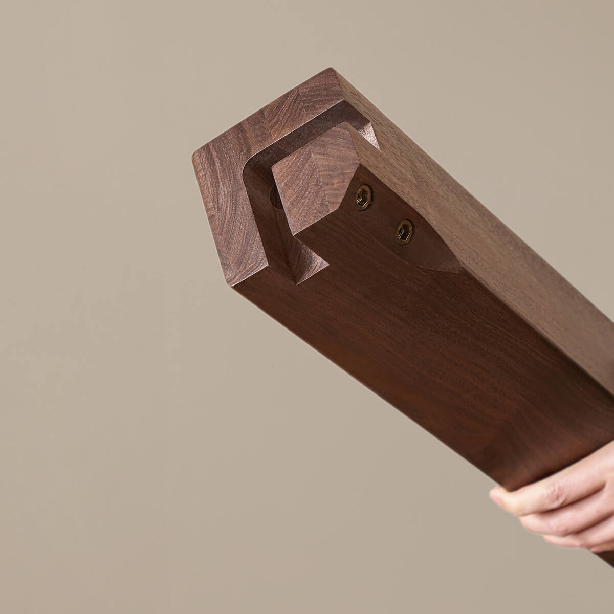 Solid walnut table leg detail