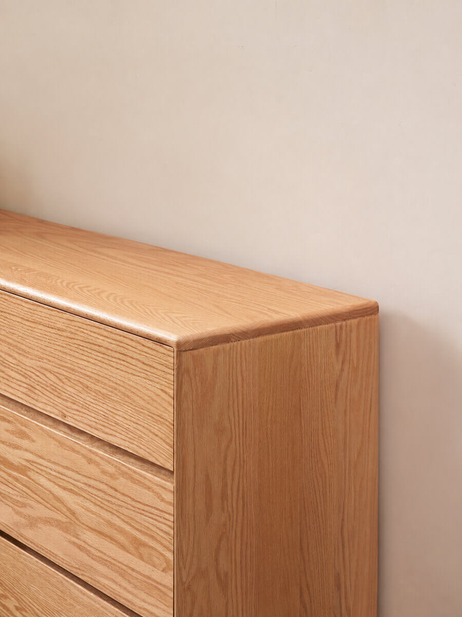 Denmark Solid Oak Chest of Drawers Rounded Edge Detail