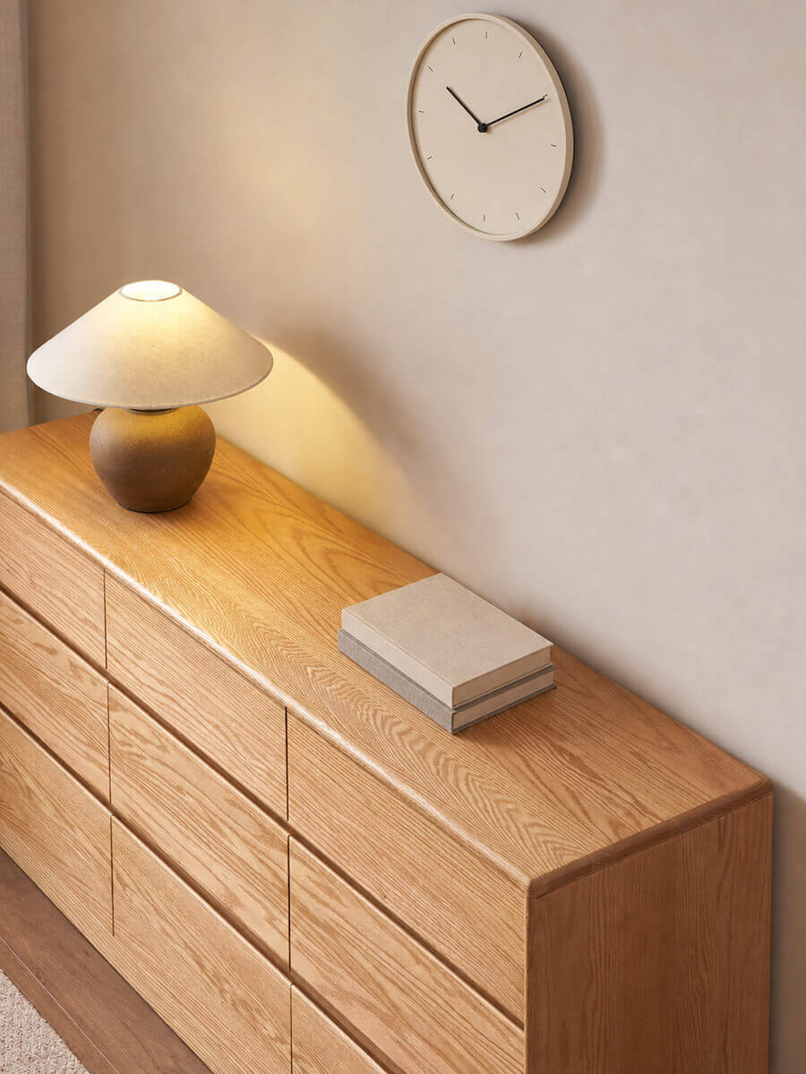 Denmark Solid Oak Chest of Drawers Top Detail