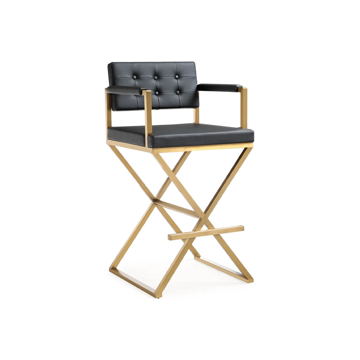 Director Bar Stool black upholstery front view